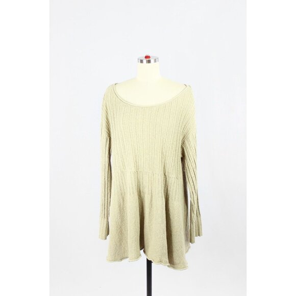 FREE PEOPLE BEACH Delancey Beige Cotton Blend Knit Cover-Up Sweater, Size M - Picture 1 of 13